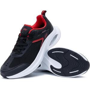 AOV Beasur Mens 10 Black Red Walking Athletic Plantar Fasciitis Relief Shoes